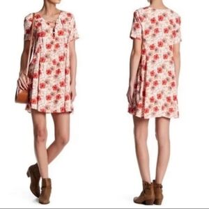 ASTR Lace-Up Hibiscus Floral MiniDress